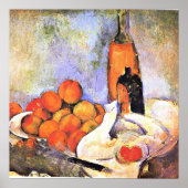 Cezanne - Stilleven met flessen en appels Poster (Voorkant)