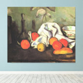 Cezanne - Stilleven met fruit Canvas Afdruk (Insitu (Houten vloer))