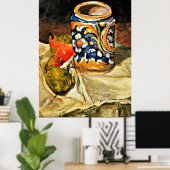 Cezanne - Stilleven met Italiaans aardewerk Poster (Thuiskantoor)