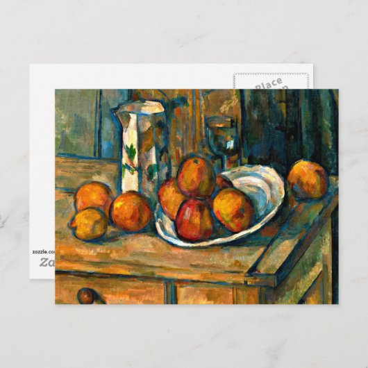 Cezanne - Stilleven met melk Jug en fruit Briefkaart (Voorkant / Achterkant)