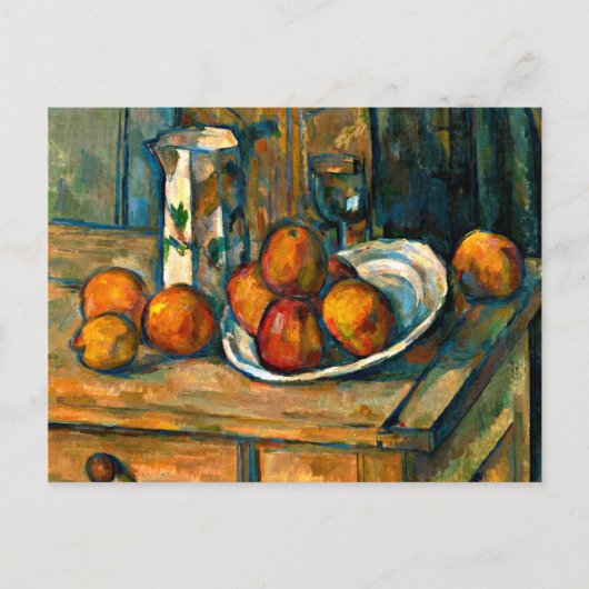 Cezanne - Stilleven met melk Jug en fruit Briefkaart (Voorkant)