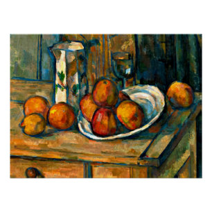 Cezanne - Stilleven met melk Jug en fruit Perfect Poster