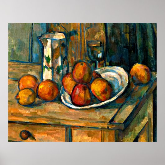 Cezanne - Stilleven met melk Jug en fruit Poster (Voorkant)