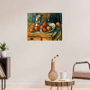 Cezanne - Stilleven met melk Jug en fruit Poster