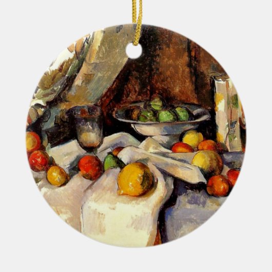 Cezanne - Stilleven, Post, Bottle, Cup en Fruit Keramisch Ornament (Voorkant)