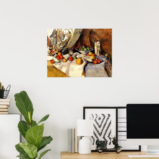 Cezanne - Stilleven, Post, Bottle, Cup en Fruit Poster (Thuiskantoor)