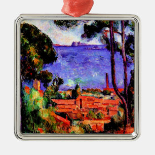 Cezanne - Uitzicht door de bomen Metalen Ornament