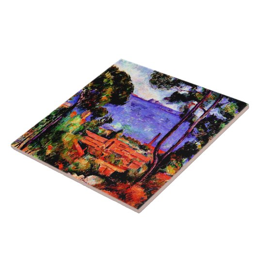 Cezanne - Uitzicht door de bomen Tegeltje (Zijkant)