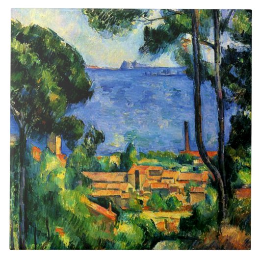 Cezanne - Uitzicht van l'Estaque, Tegeltje (Voorkant)