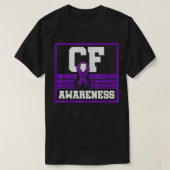 CF Awareness Cystic Fibrosis Purple Ribbon Mucovis T-shirt (Design voorkant)