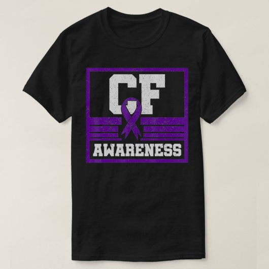 CF Awareness Cystic Fibrosis Purple Ribbon Mucovis T-shirt (Design voorkant)