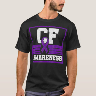 CF Awareness Cystic Fibrosis Purple Ribbon Mucovis T-shirt