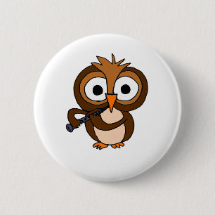 CF- Funny Owl Het leggen van het Clarinet Ronde Button 5,7 Cm