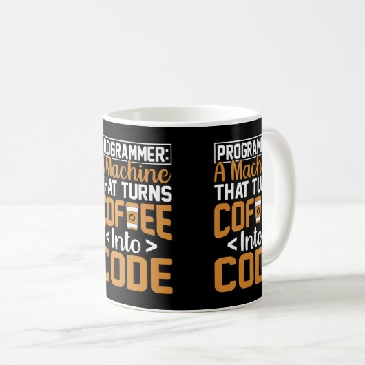 CF Koffieprogrammeur JavaScript Code Koffieliefheb Koffiemok (Voorkant rechts)