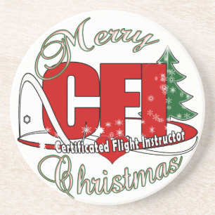 CFI CHRISTMAS-gecertificeerde vlieginstructeur Zandsteen Onderzetter