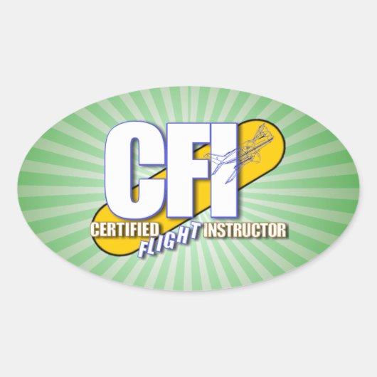 CFI-LOGO - GECERTIFICEERDE VLIEGINSTRUCTOR OVALE STICKER (Voorkant)