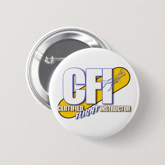 CFI-LOGO - GECERTIFICEERDE VLIEGINSTRUCTOR RONDE BUTTON 5,7 CM (Voorkant /achterkant)