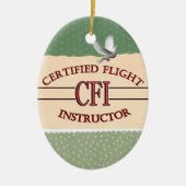 CFI LOGO RED CERTIFIFIFIFIFIED FLIGHT INSTRUCTOR KERAMISCH ORNAMENT (Voorkant)