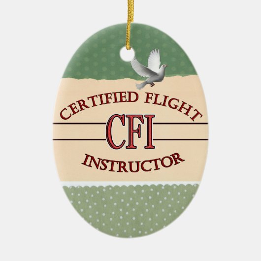 CFI LOGO RED CERTIFIFIFIFIFIED FLIGHT INSTRUCTOR KERAMISCH ORNAMENT (Voorkant)