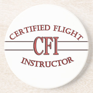 CFI LOGO RED CERTIFIFIFIFIFIED FLIGHT INSTRUCTOR ZANDSTEEN ONDERZETTER
