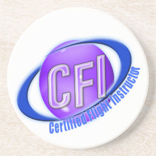 CFI ORB SWOOSH LOGO GECERTIFICEERDE VLIEGINSTRUCTO ZANDSTEEN ONDERZETTER