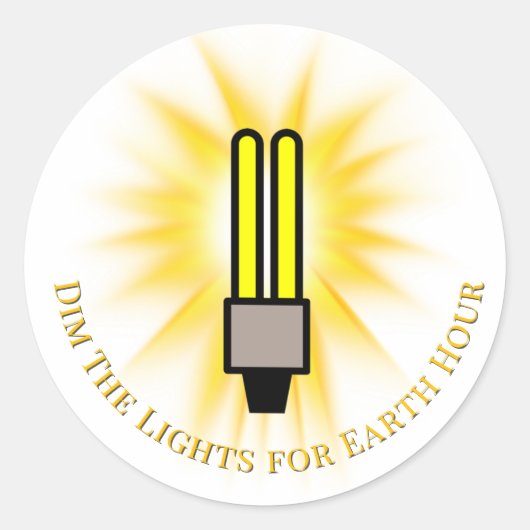 CFL Bulb Dim The Lights Earth Hour  Ronde Sticker (Voorkant)