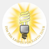 CFL Bulb Dim The Lights Earth Hour Ronde Sticker (Voorkant)