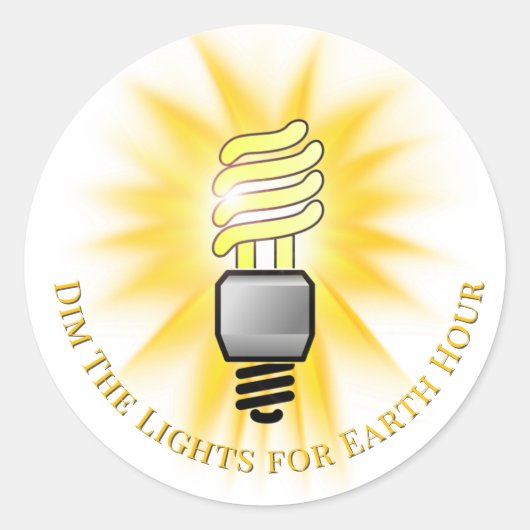 CFL Bulb Dim The Lights Earth Hour Ronde Sticker (Voorkant)