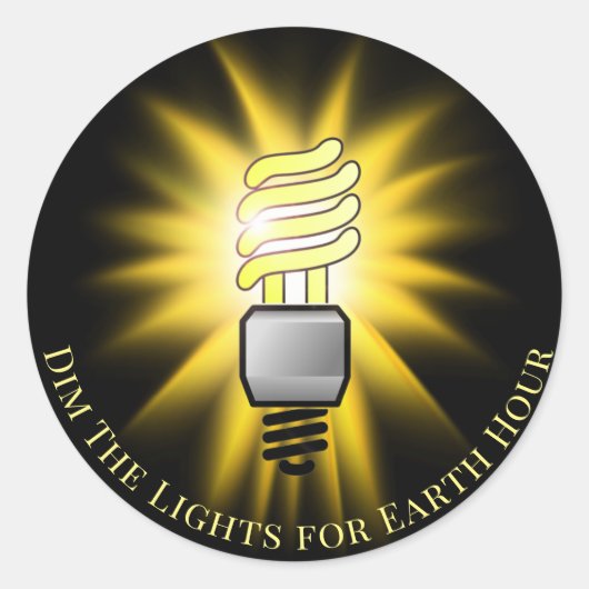 CFL-lamp dimmen de lichten Earth Hour Ronde Sticker (Voorkant)