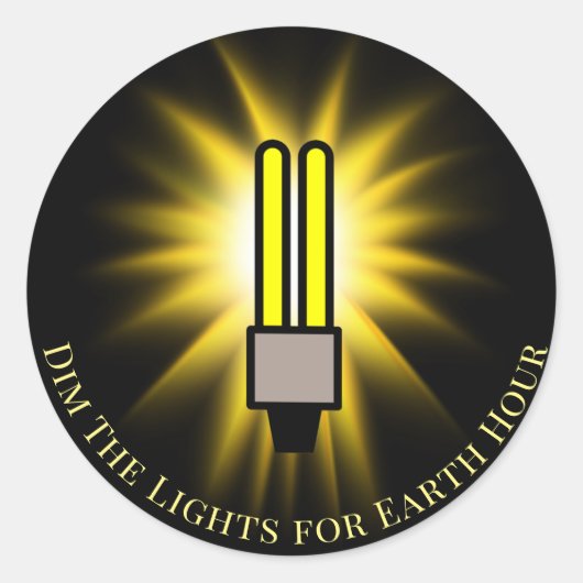 CFL-lamp dimmen de lichten Earth Hour Ronde Sticker (Voorkant)