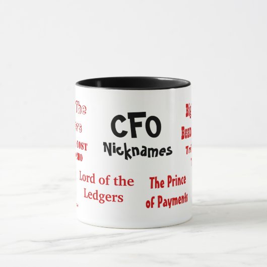 CFO-bijnamen Grappige synoniemen en functietitels Mok (Midden)