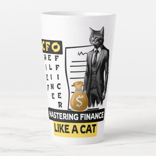 CFO (Chief Feline Officer): Mastering van financië Latte Mok (Voorkant)