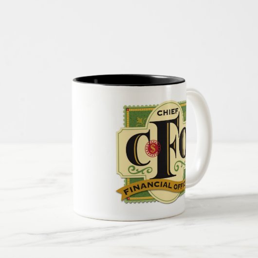 "CFO"-Mok Tweekleurige Koffiemok (Voorkant rechts)