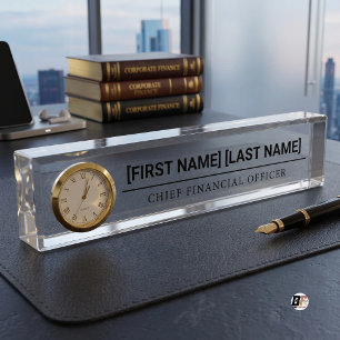 CFO Titel Professionele Typografie Helder Goud Naambordje