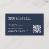 CFP Certified Financial Planner QR-code blauw Visitekaartje (Voorkant)