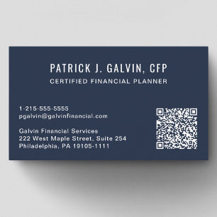 CFP Certified Financial Planner QR-code blauw Visitekaartje