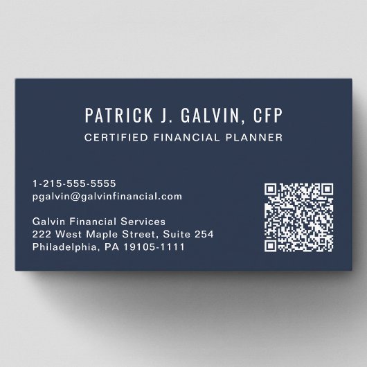 CFP Certified Financial Planner QR-code blauw Visitekaartje
