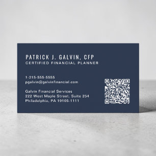 CFP Certified Financial Planner QR-code blauw Visitekaartje