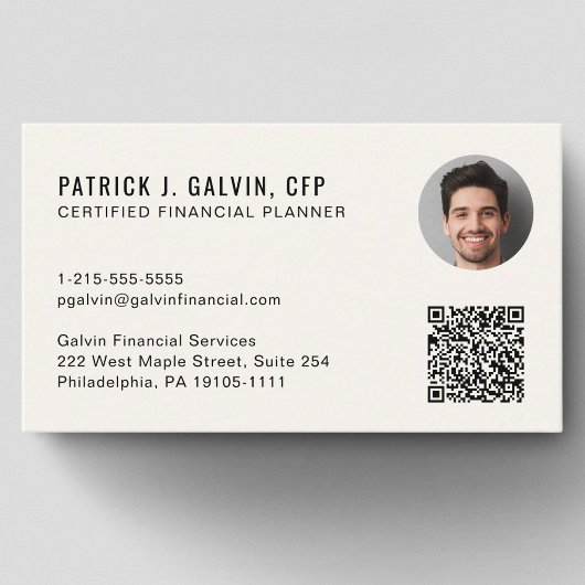 CFP Certified Financial Planner QR-code foto Visitekaartje