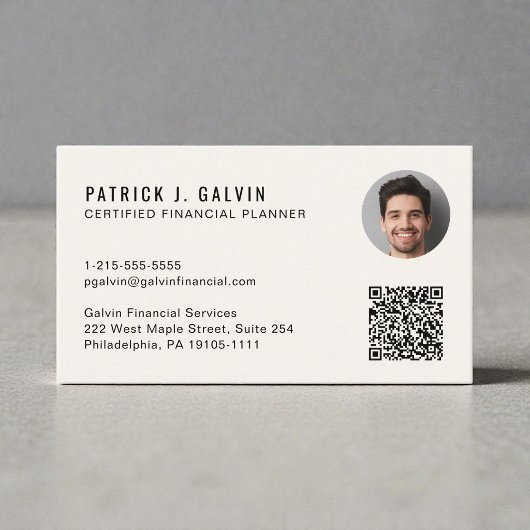 CFP Certified Financial Planner QR-code foto Visitekaartje