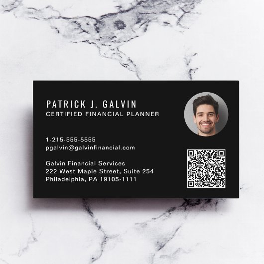 CFP Certified Financial Planner QR-code foto Visitekaartje
