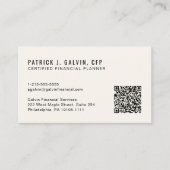 CFP Certified Financial Planner QR-code Visitekaartje (Voorkant)