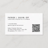 CFP Certified Financial Planner QR-code Visitekaartje (Voorkant)