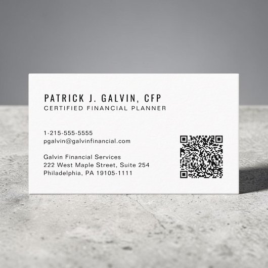 CFP Certified Financial Planner QR-code Visitekaartje
