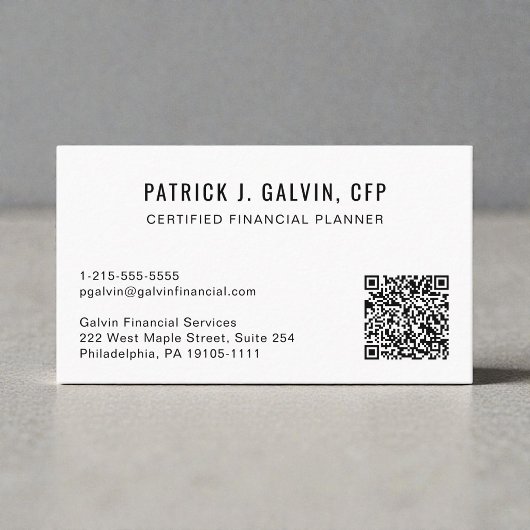CFP Certified Financial Planner QR-code Visitekaartje