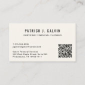 CFP Certified Financial Planner QR-code Visitekaartje (Voorkant)