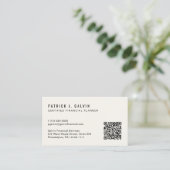 CFP Certified Financial Planner QR-code Visitekaartje (Staand voorkant)