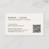 CFP Certified Financial Planner QR-code Visitekaartje (Voorkant)