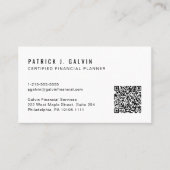 CFP Certified Financial Planner QR-code Visitekaartje (Voorkant)
