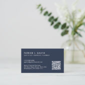 CFP Certified Financieel Planner QR Code Blauw Visitekaartje (Staand voorkant)